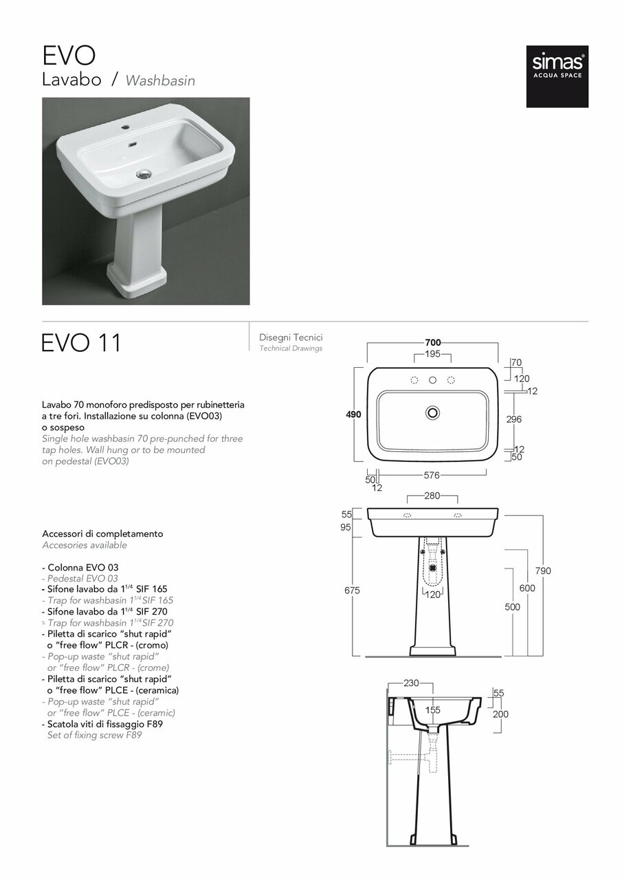 Умывальник Evolution 70 EVO11 SIMAS - Зображення 1810184-33a3d.jpg