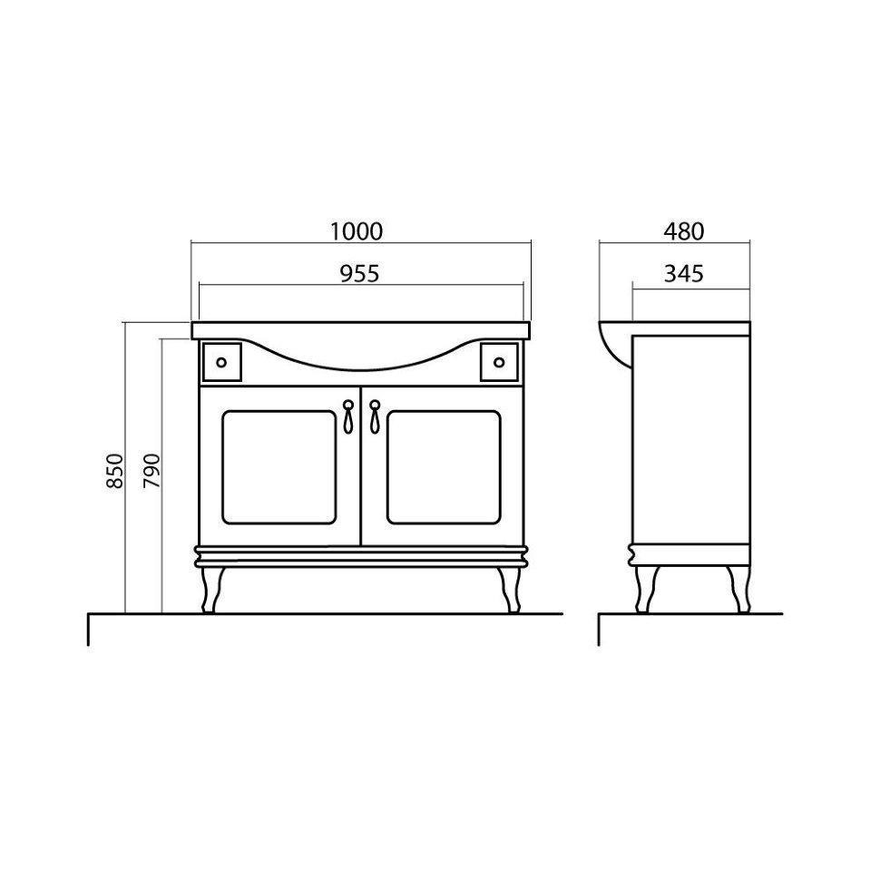 Шафка з умивальником Беатріче New Klasik Біла Патина Золото 100, Аква Родос - Зображення 181367-ec339.jpg