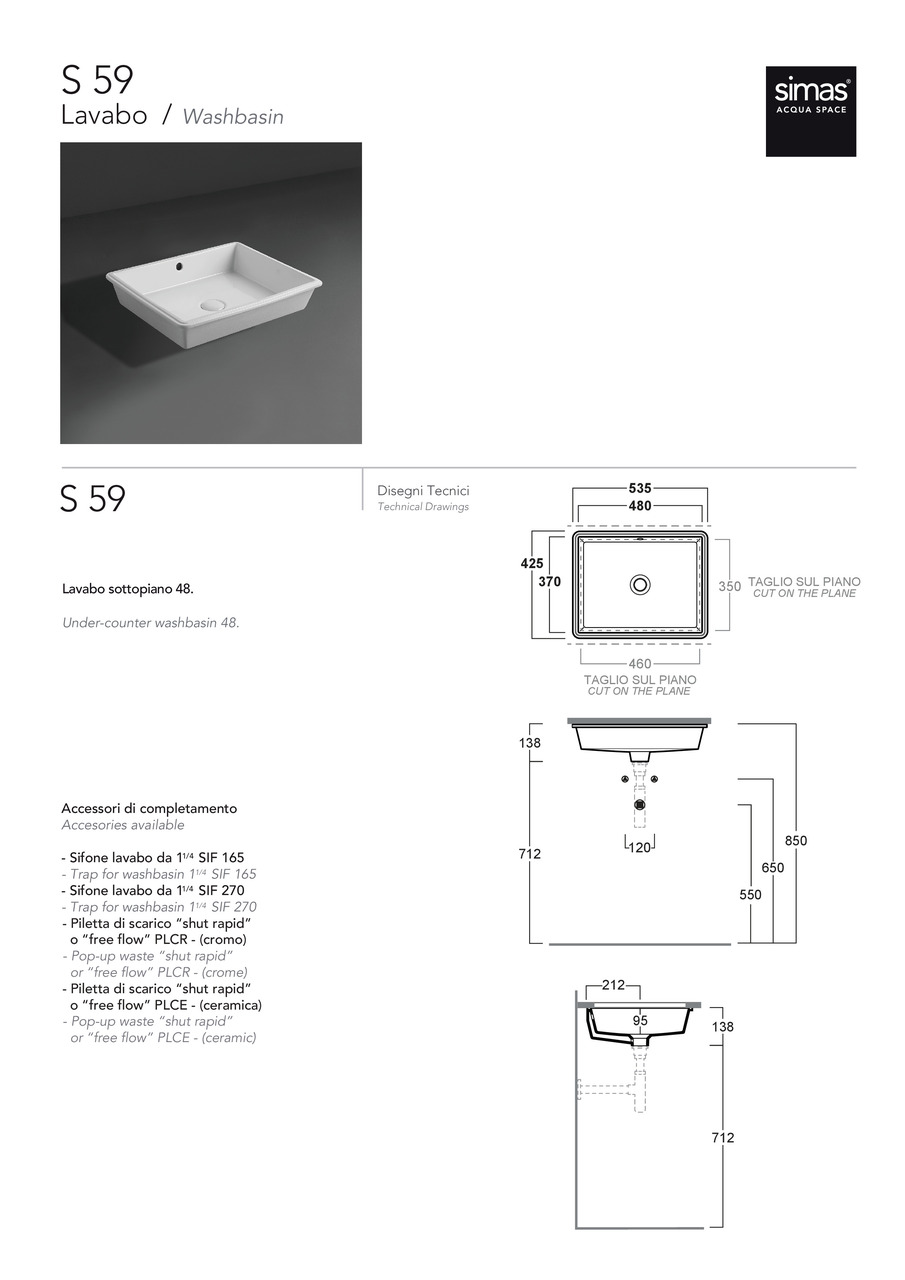Умивальник S 59 Agile (S59) Glossy white SIMAS - Зображення 1814064-6e8dd.jpg