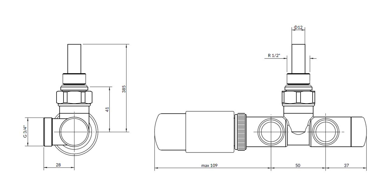 Набір вентилів інтегрований термостатичний правий білий мат Unico All in One Terma - Зображення 1818245-2f0ce.png