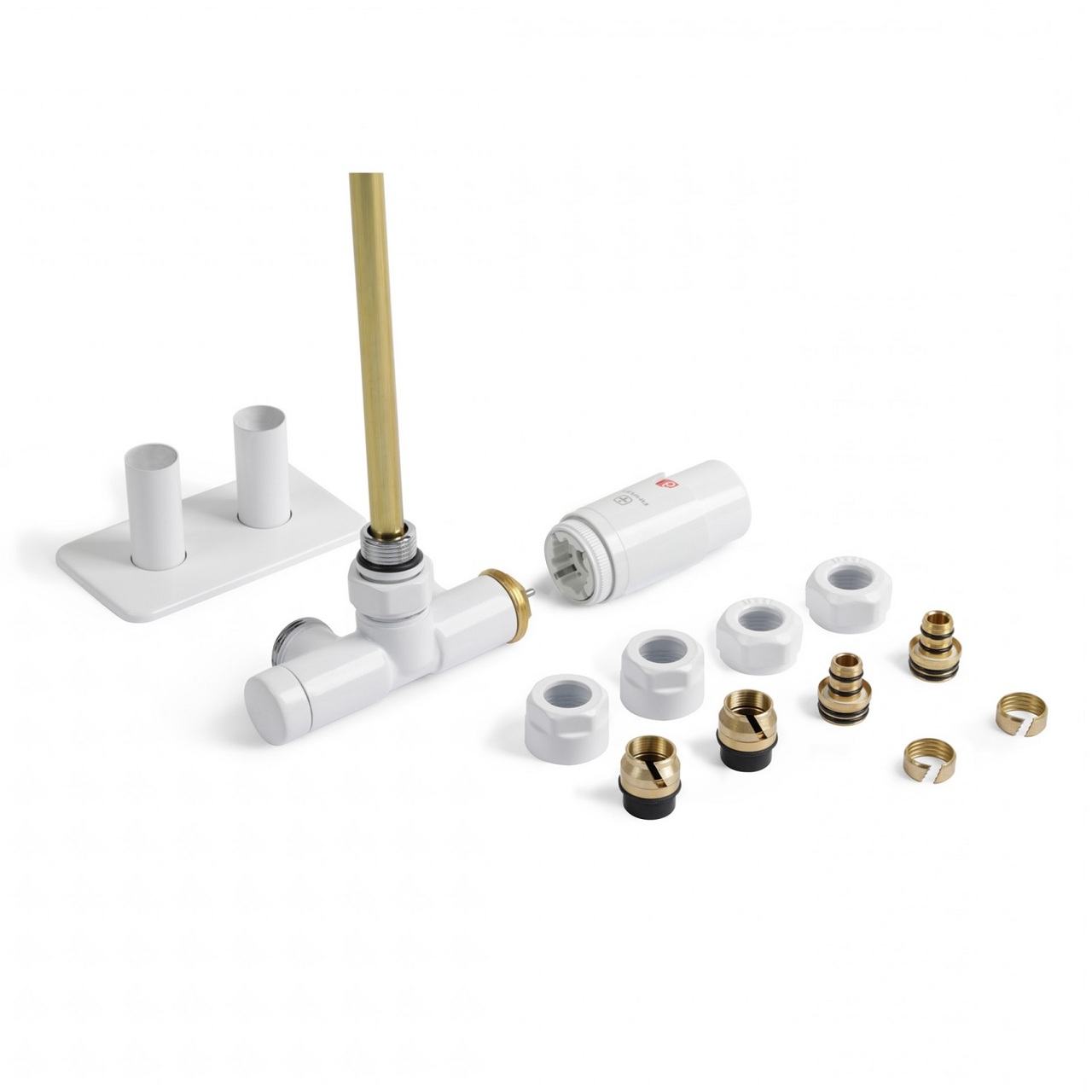 Набір вентилів інтегрований термостатичний правий білий мат Unico All in One Terma - Зображення