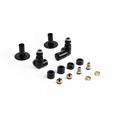 Набір вентилів трьохосьовий регулюючий правий чорний мат Vision All in One Terma - Зображення