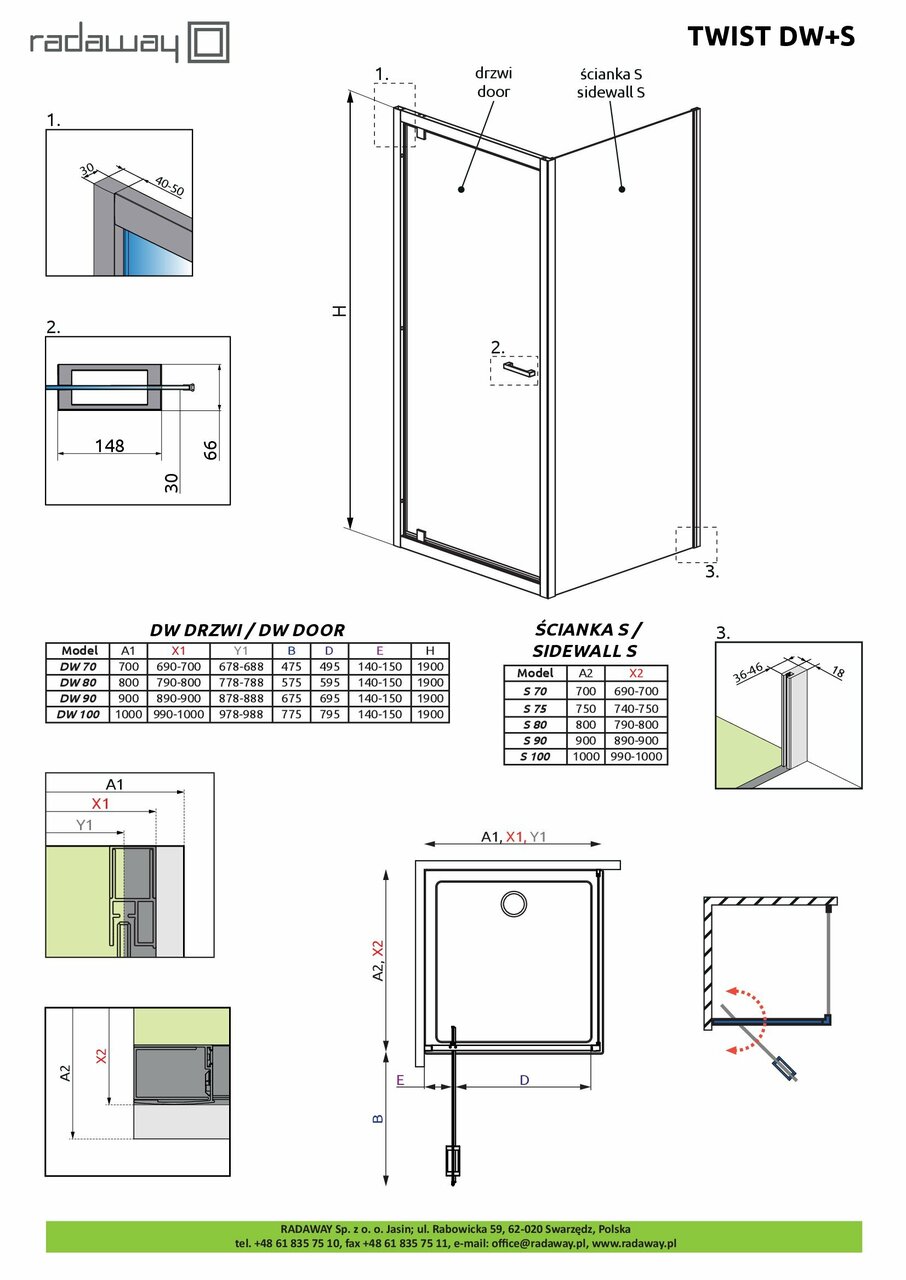 Боковая стенка Twist S 90 RADAWAY - Зображення 182027-da61b.jpg