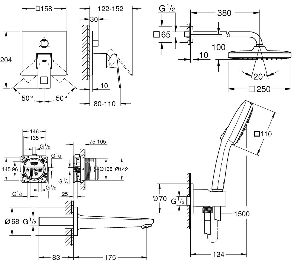 Набір змішувачів 5 в 1 Eurocube UA26417SC0L Grohe - Зображення 182319382-4bd6c.jpg