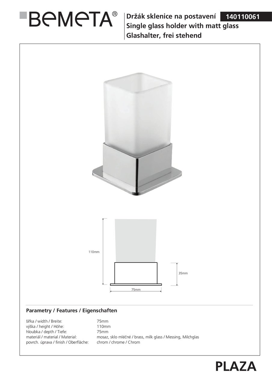 Стакан з тримачем Square Plaza (140110061), Bemeta - Зображення 182338-c52ff.jpg