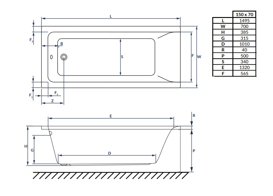 Ванна прямокутна з сифоном Amelia 150x70 RADAWAY - Зображення 182550264-1c219.jpg