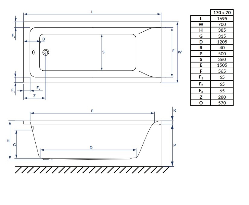Ванна прямоугольная с сифоном Amelia 170x70 RADAWAY - Зображення 182550266-1fc0d.jpg