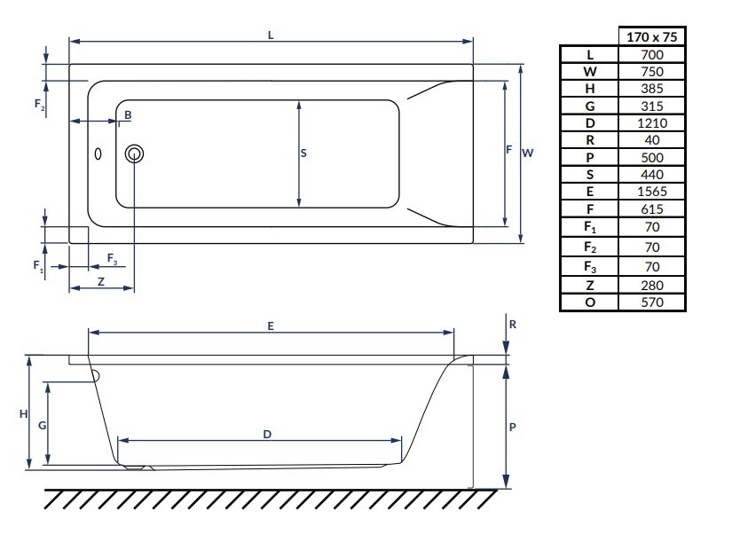 Ванна прямоугольная с сифоном Amelia 170x75 RADAWAY - Зображення 182550267-f70a1.jpg