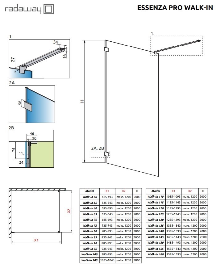 Душова стінка Essenza Pro Brushed Gold Walk-in 110x200 RADAWAY - Зображення 182762470-fffb5.jpg