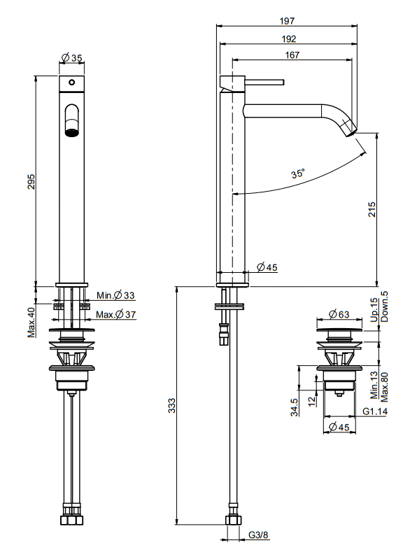 Змішувач для умивальника Spillo Up F3031-HXSCR Fima - Зображення 1829505-42dde.png