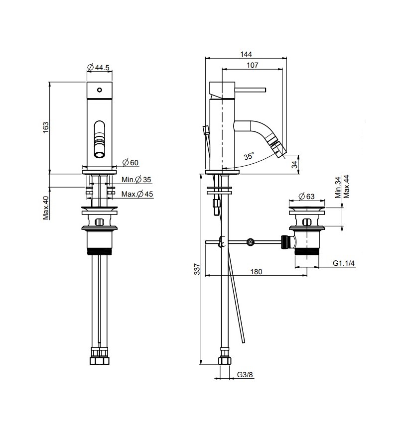 Змішувач для біде Spillo Up Chrome F3032XSCR Fima - Зображення 1829510-33488.jpg