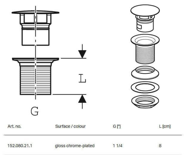 Донний клапан 152.080.21.1 Geberit - Зображення 1830295-7581c.jpg