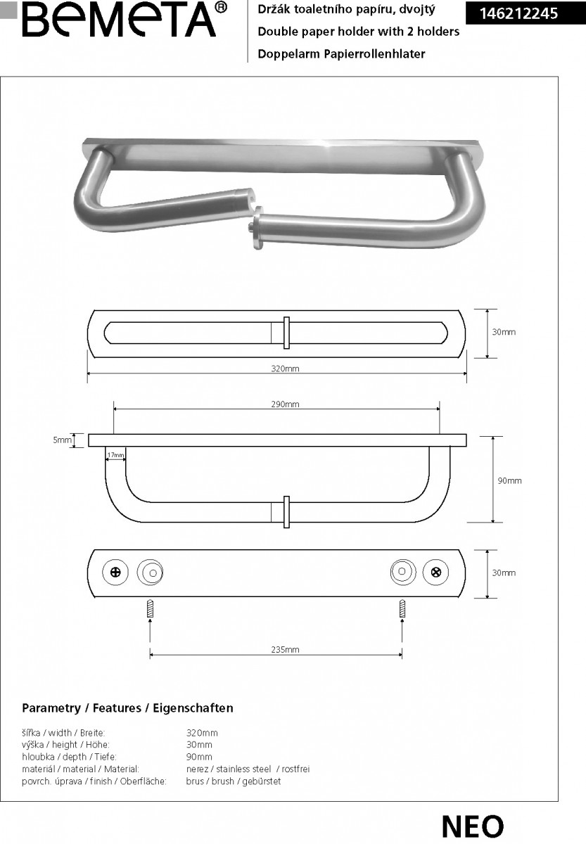 Тримач для туалетного паперу Neo (146212245), Bemeta - Зображення 1830410-974f8.jpg