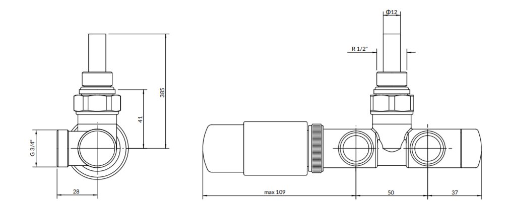 Набір вентилів інтегрований термостатичний правий чорний мат Unico All in One Terma - Зображення 1831390-690db.jpg