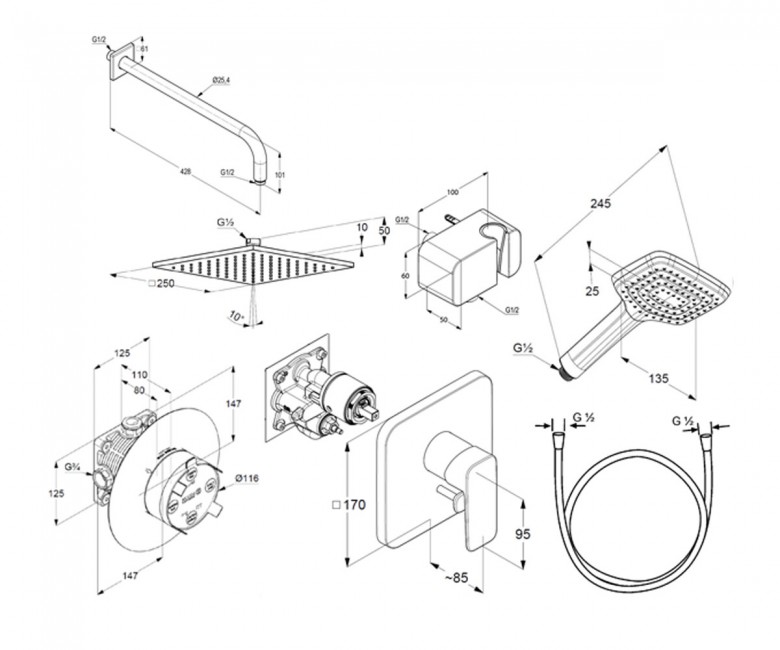 Душова система 7 в 1 Pure&Easy (406300575), Kludi - Зображення 1836903-1778e.jpg