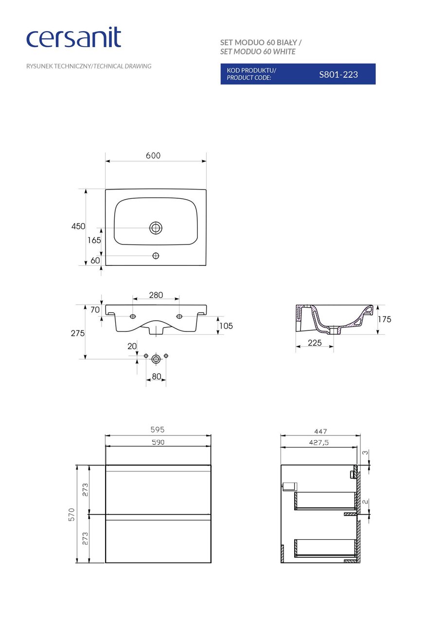 Сет B12 Moduo 60 білий Cersanit - Зображення 1837048-0d387.jpg