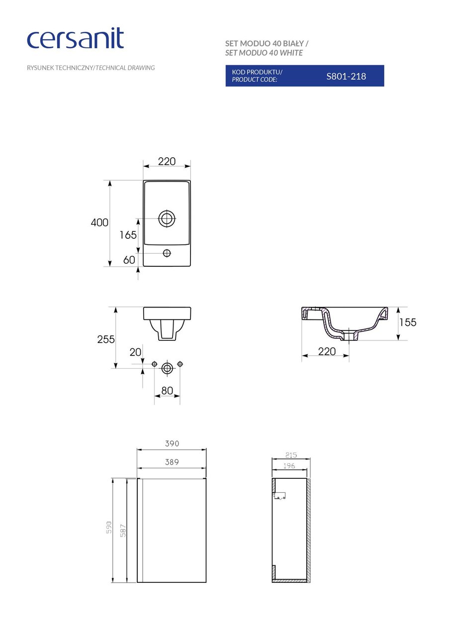 Сет B08 Moduo 40 білий Cersanit - Зображення 1837098-38c7e.jpg