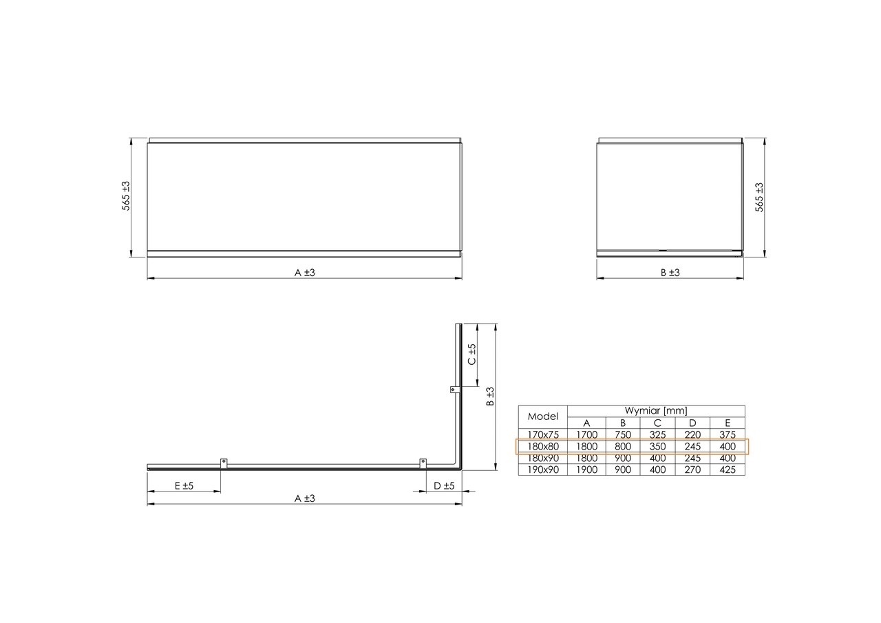 Панель до ванни L- подібна ліва Linea 180x80, Roca - Зображення 1839460-0566a.jpg