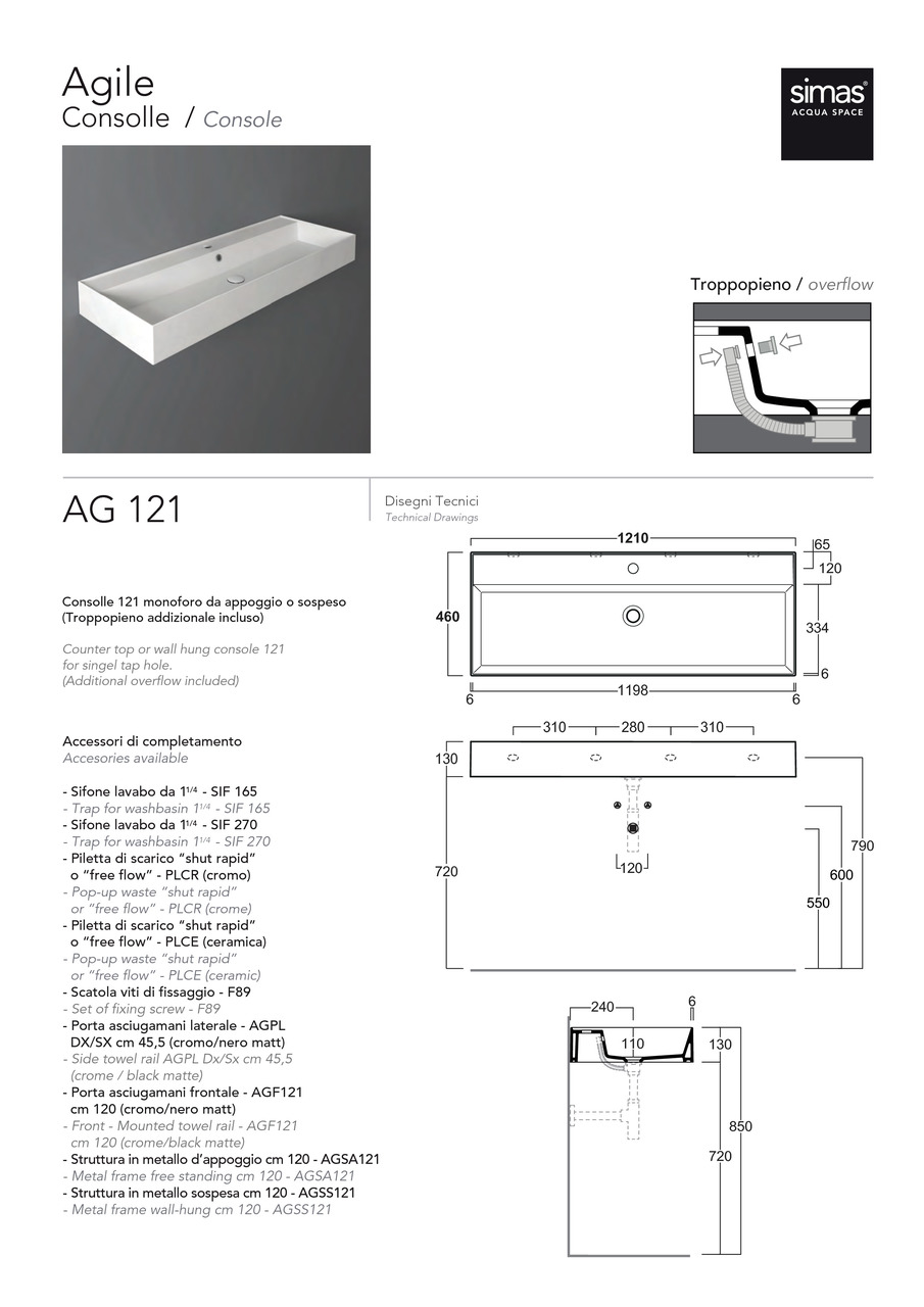 Умивальник AG 121 Agile (AG121) Glossy white SIMAS - Зображення 1843702-9d51a.jpg