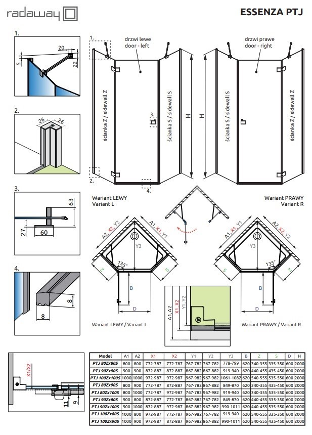 Душові двері Essenza Brushed Gold PTJ 620 L RADAWAY - Зображення 184380729-a1b55.jpg