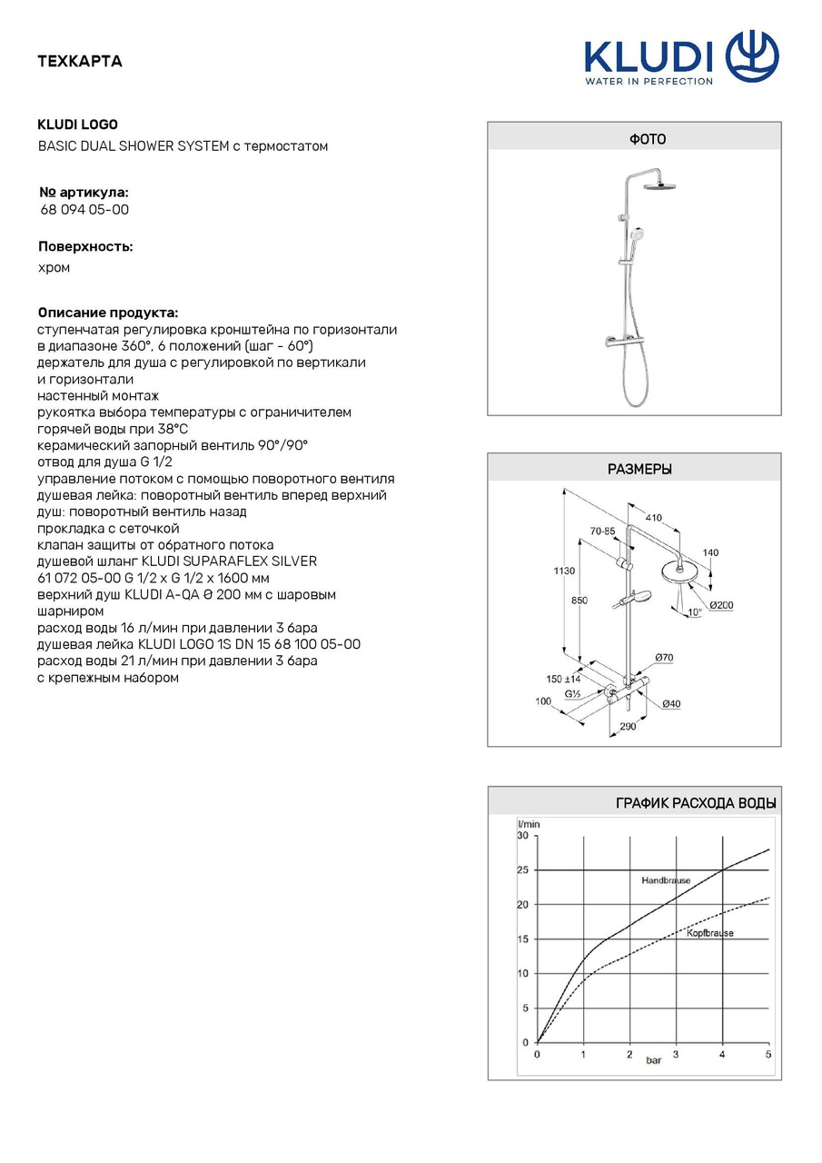 Душевая система Dual Shower System Logo (6809405-00), Kludi - Зображення 1847220-695c5.jpg
