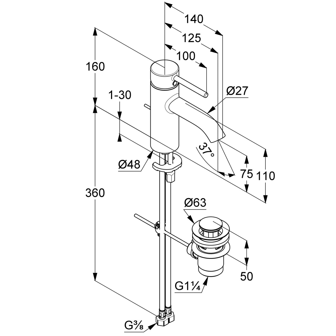 Змішувач для умивальника 75 DN 15 Bozz (382700576), Kludi - Зображення 1847245-19bcf.jpg