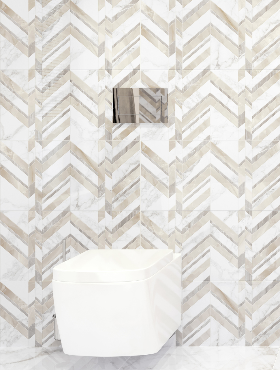 Плитка настенная Marmo Bianco шеврон 300x600x9 Golden Tile - Зображення 1847854-26c72.jpg