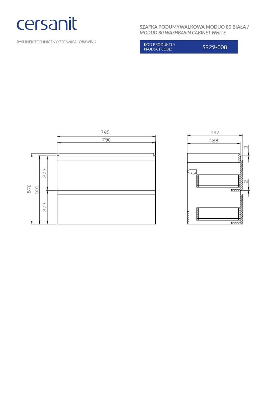 Шкафчик под умывальник Moduo 80 белый Cersanit - Зображення 1849919-0f29b.jpg