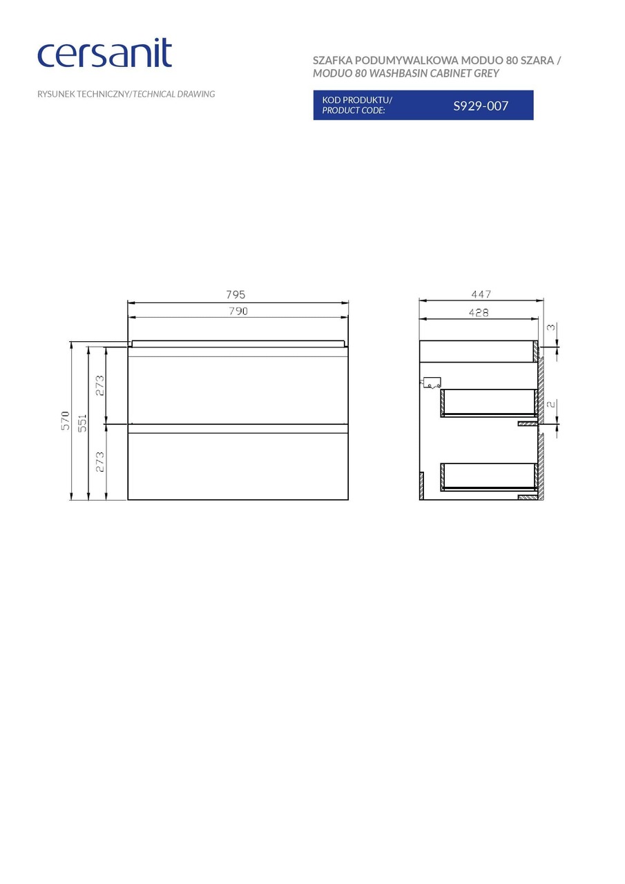 Шафка під умивальник Moduo 80 сіра Cersanit - Зображення 1849929-ec3bd.jpg