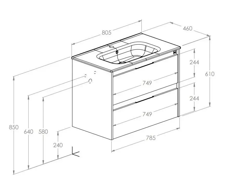 Шафка з умивальником Alpine Unik 800 A852014806 Roca - Зображення 185063090-f2f90.jpg