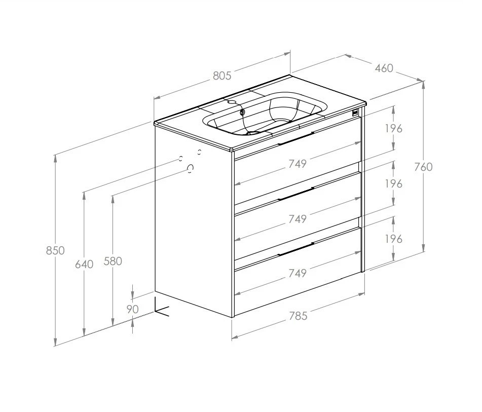 Шафка з умивальником Alpine Unik 800 A852017806 Roca - Зображення 185063092-9c77b.jpg