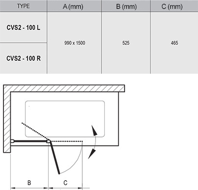 Шторка для ванны двухэлементная CVS2-100 R Transparent, (7QRA0100Z1) RAVAK - Зображення 1853298-60c70.jpg