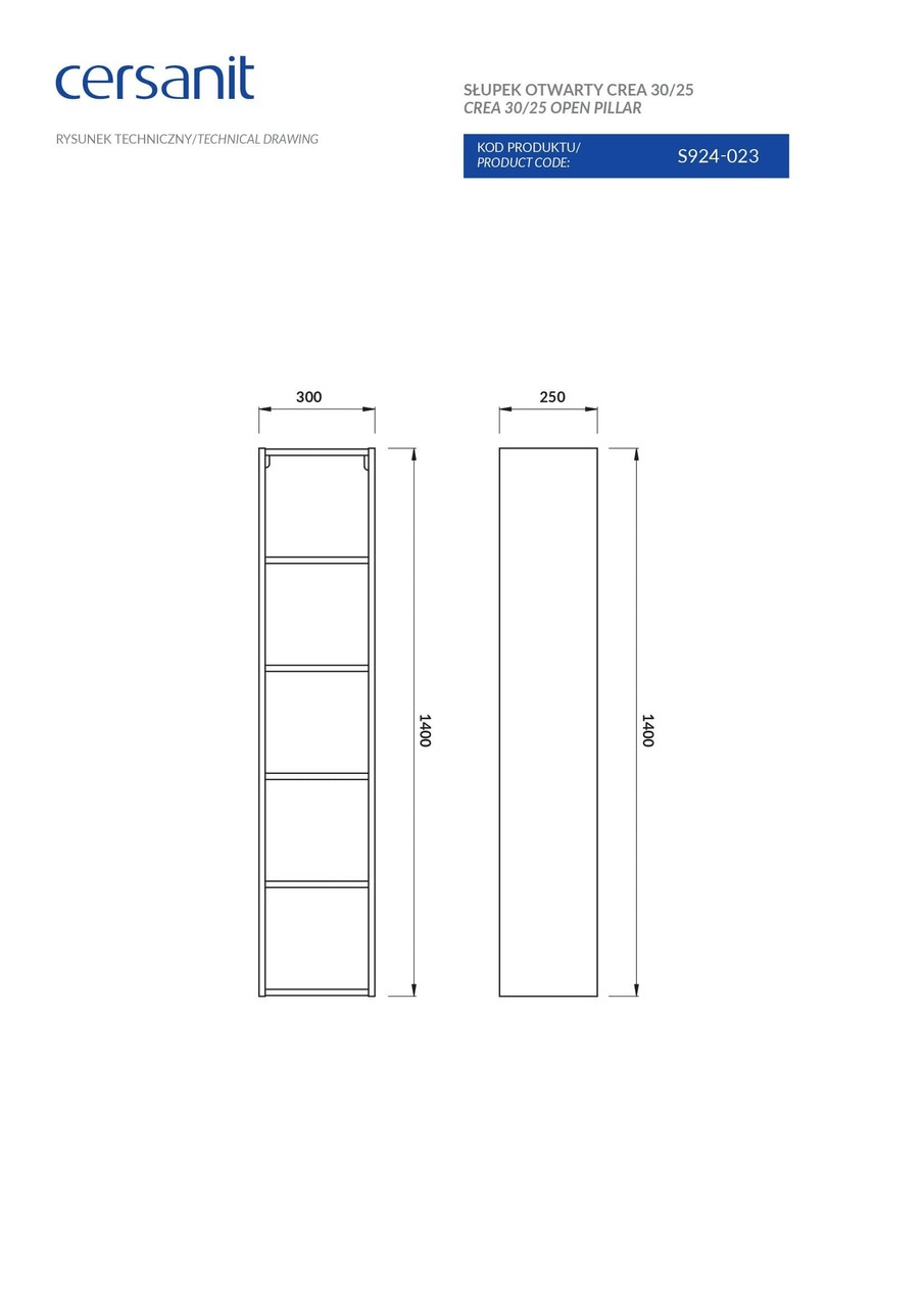 Пенал Crea 30-25 білий, Cersanit - Зображення 185530-0ed63.jpg