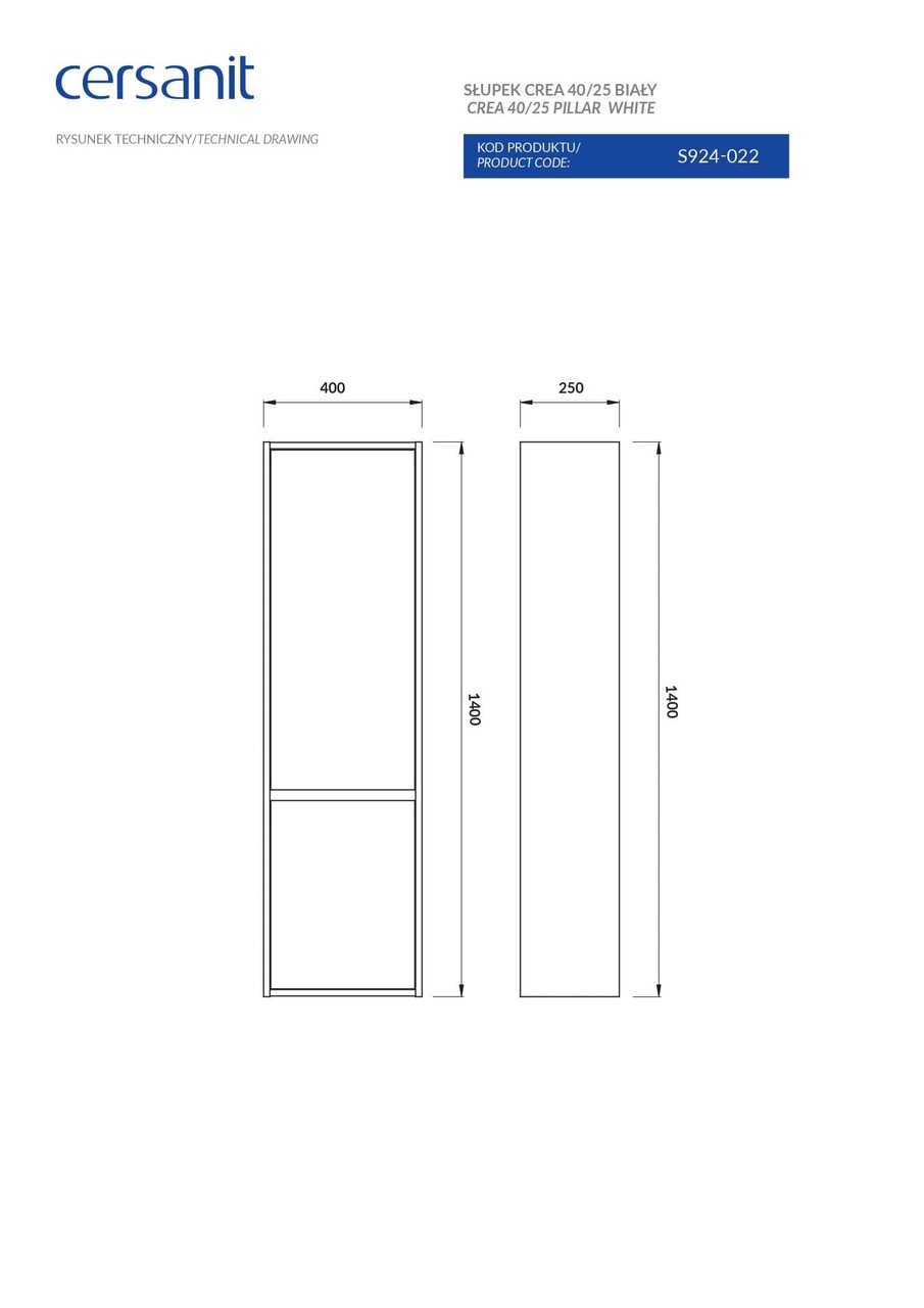 Пенал Crea 40-25 Cersanit - Зображення 185532-8ab94.jpg
