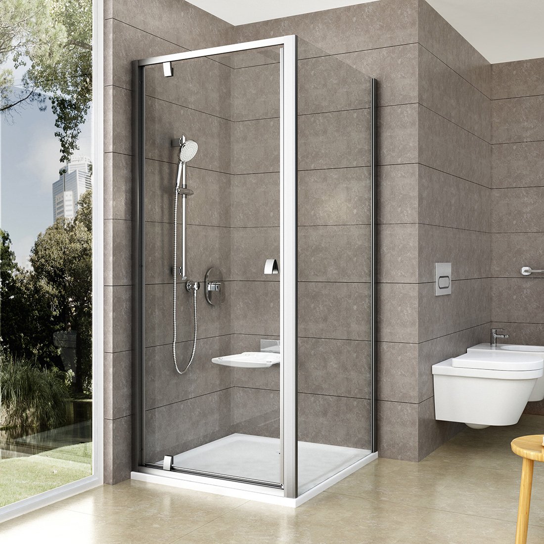 Душові двері одноелементні Pivot PDOP1-80 Transparent, (03G40U00Z1) RAVAK - Зображення 1857920-0934c.jpg