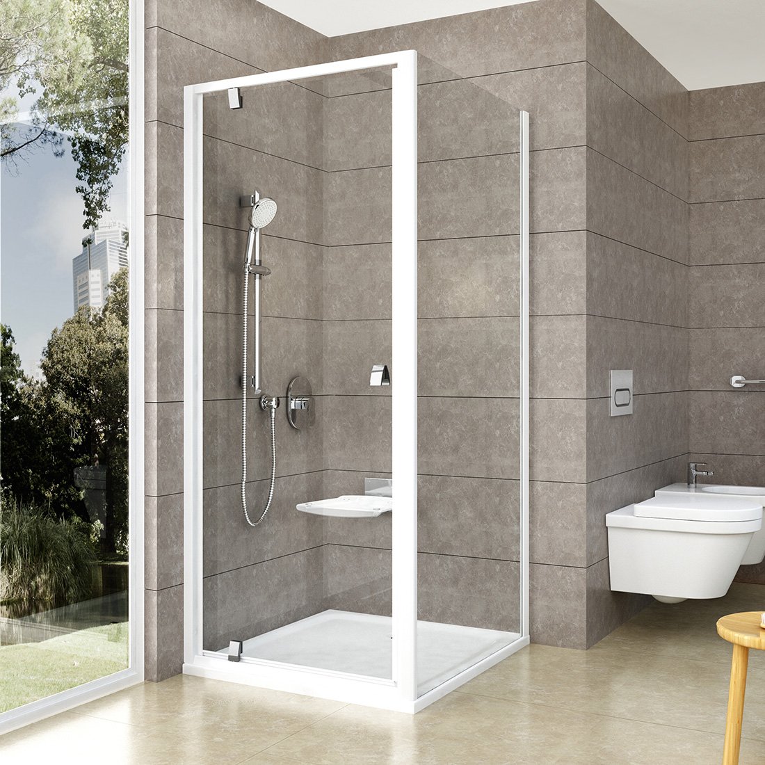 Душевые двери одноэлементные Pivot PDOP1-90 Transparent, (03G70100Z1) RAVAK - Зображення 1857921-b3042.jpg