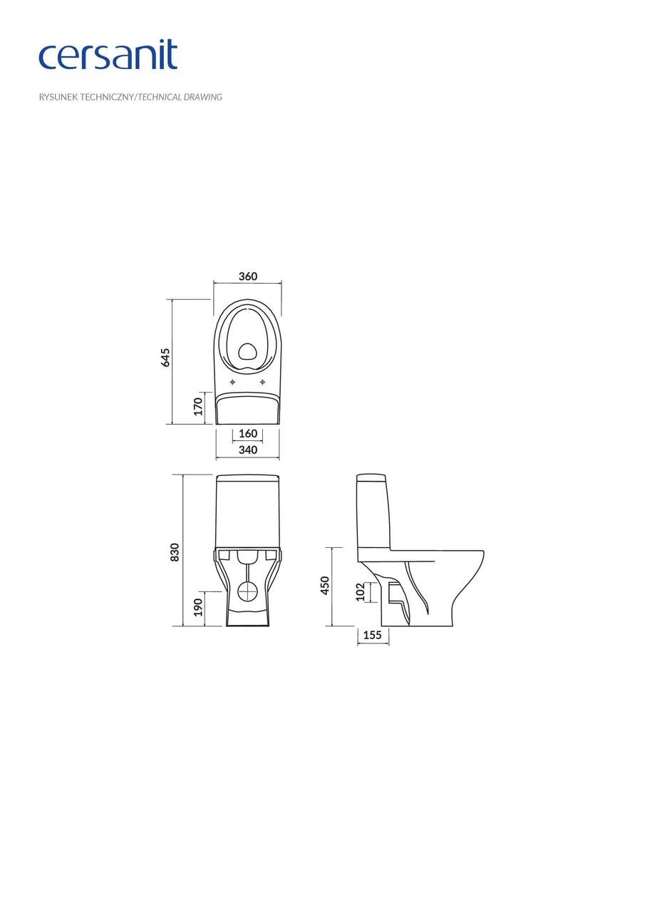 Компакт 675 Moduo Clean On 43 011 з кришкою дюропласт Slim soft-close Cersanit - Зображення 1858525-e7b90.jpg