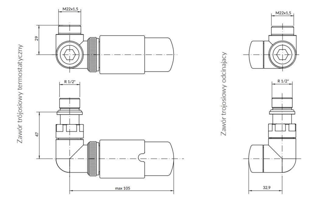 Набір вентилів трьохосьовий термостатичний правий хром Vision All in One Terma - Зображення 1859040-a9b6f.jpg