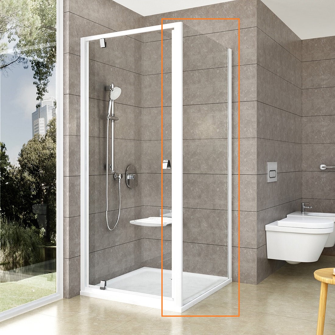 Душова стінка нерухома одноелементна PPS-80 Transparent, (90G40100Z1) RAVAK - Зображення