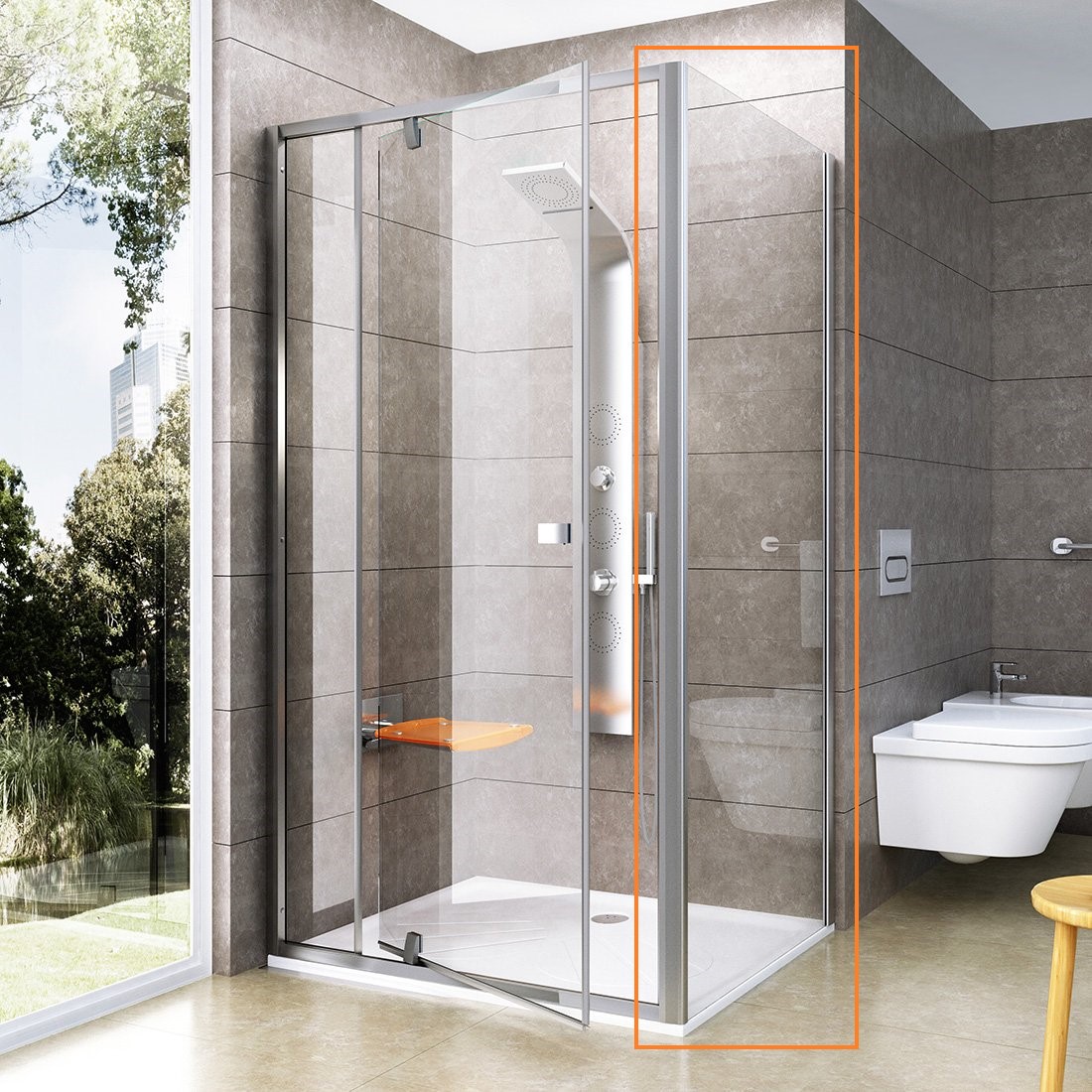 Душова стінка нерухома одноелементна PPS-80 Transparent, (90G40C00Z1) RAVAK - Зображення 1859277-a796d.jpg