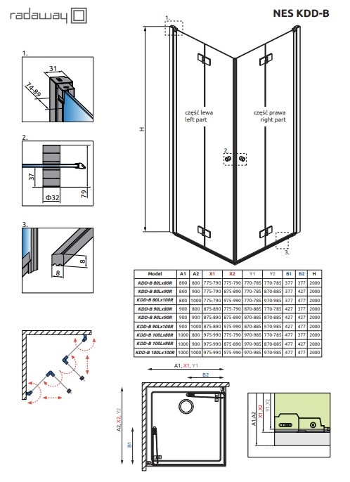 Душові двері Nes Brushed Gold KDD-B 900Lx2000 RADAWAY - Зображення 185933515-ba4d4.jpg