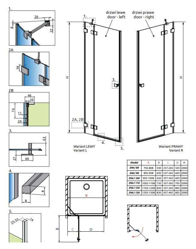 Душові двері Brushed Gold DWJ 1200Lx2000 RADAWAY - Зображення 185933516-e54a2.jpg
