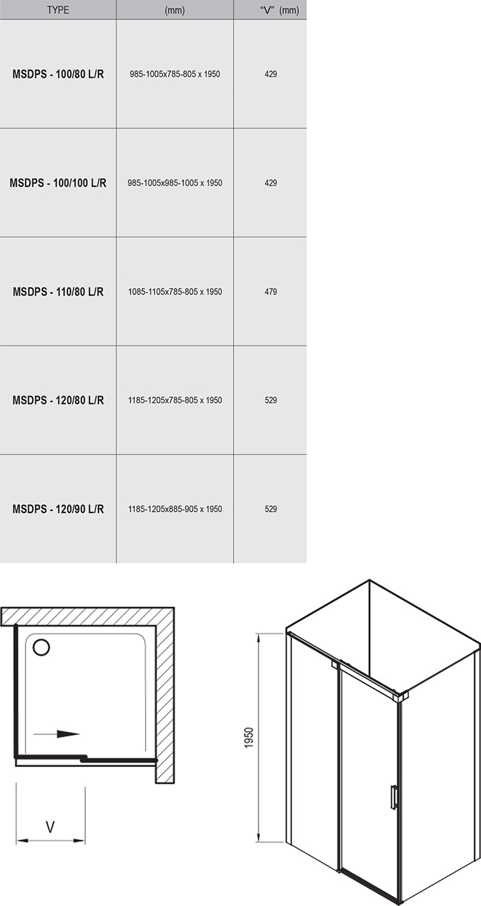 Душова кабіна прямокутна MSDPS-110-80 L Transparent, (0WLD4U00Z1) RAVAK - Зображення 1859362-21b5b.jpg