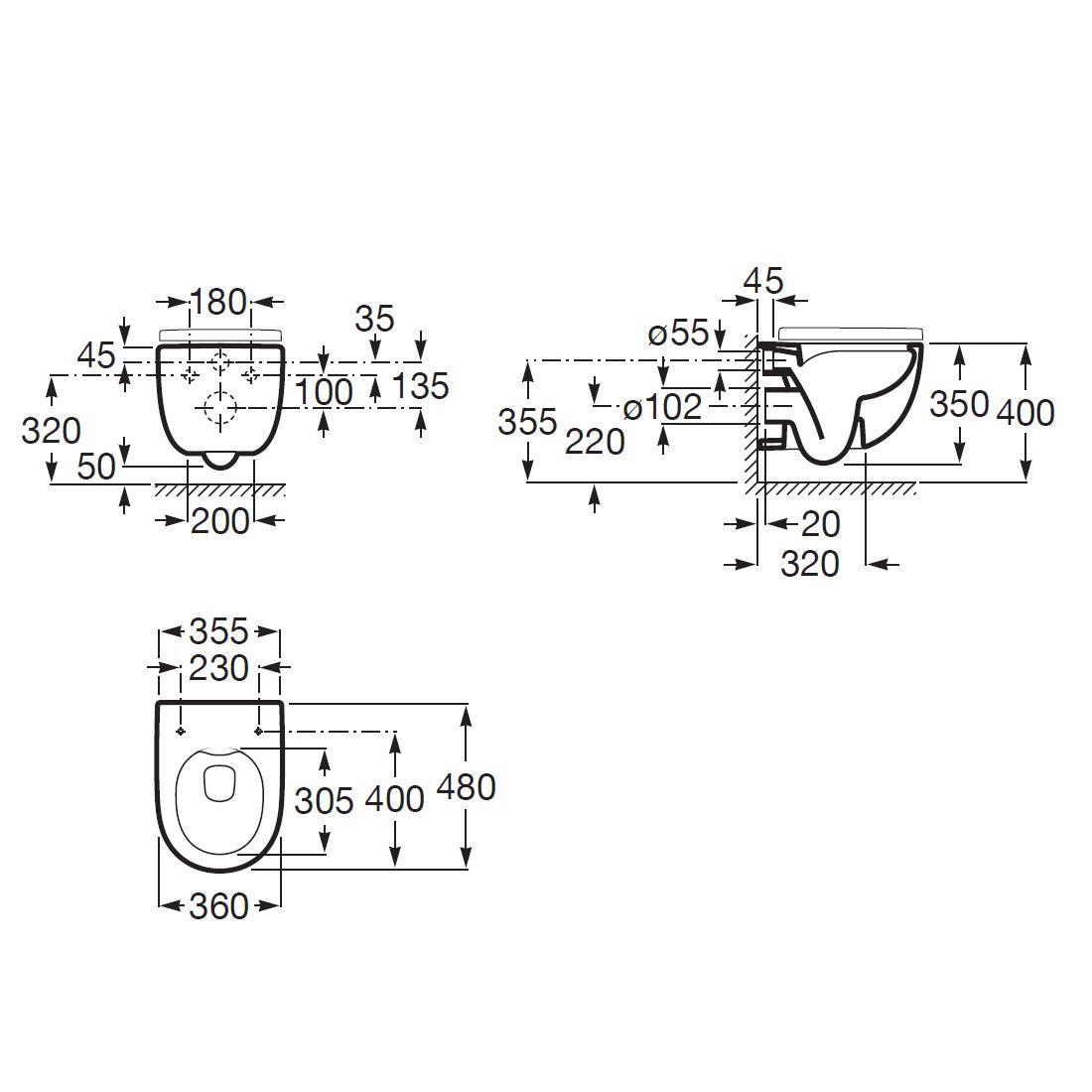 Унитаз подвесной Meridian Rimless с крышкой Slim soft-close (A34H242000), Roca - Зображення 1860015-a440e.jpg
