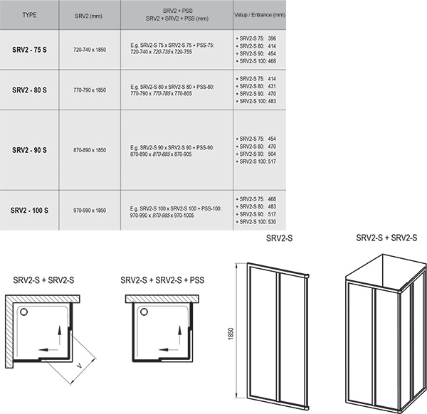 Душевая кабина (половина) SRV2-90 S 195 Pearl, (14V70UO211) RAVAK - Зображення 1861596-cb011.jpg