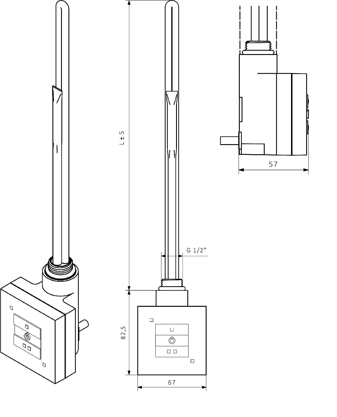 Терморегулятор с кабелем спиральным KTX1 Chrome Terma - Зображення 186285090-e3723.jpg