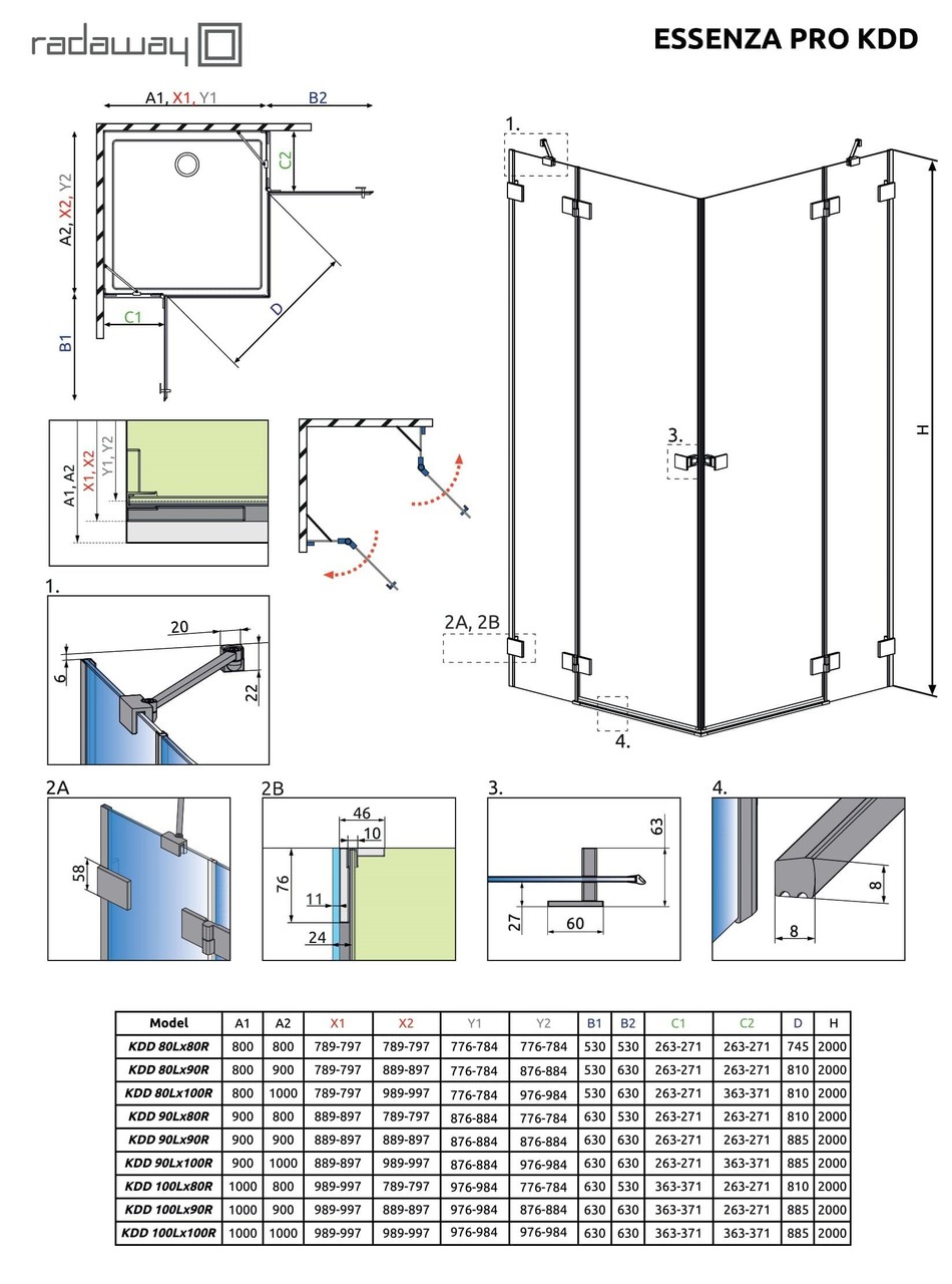 Душова кабіна (половина) Essenza Pro KDD 100 права, RADAWAY - Зображення 1863956-8424c.jpg