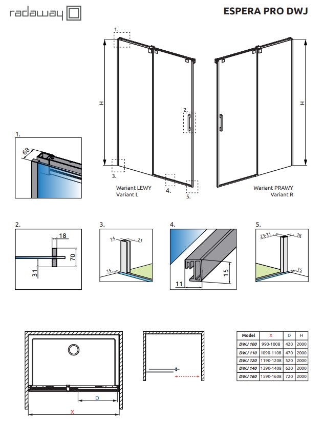 Душова стінка Espera Pro DWJ 760 права, RADAWAY - Зображення 1864027-7d843.jpg