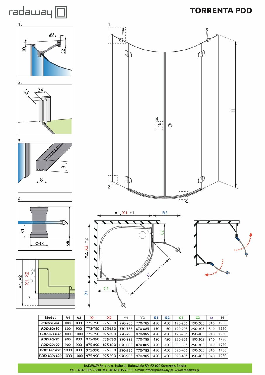 Душова кабіна напівкругла Torrenta PDD 90×90 RADAWAY - Зображення 1864195-1bc12.jpg