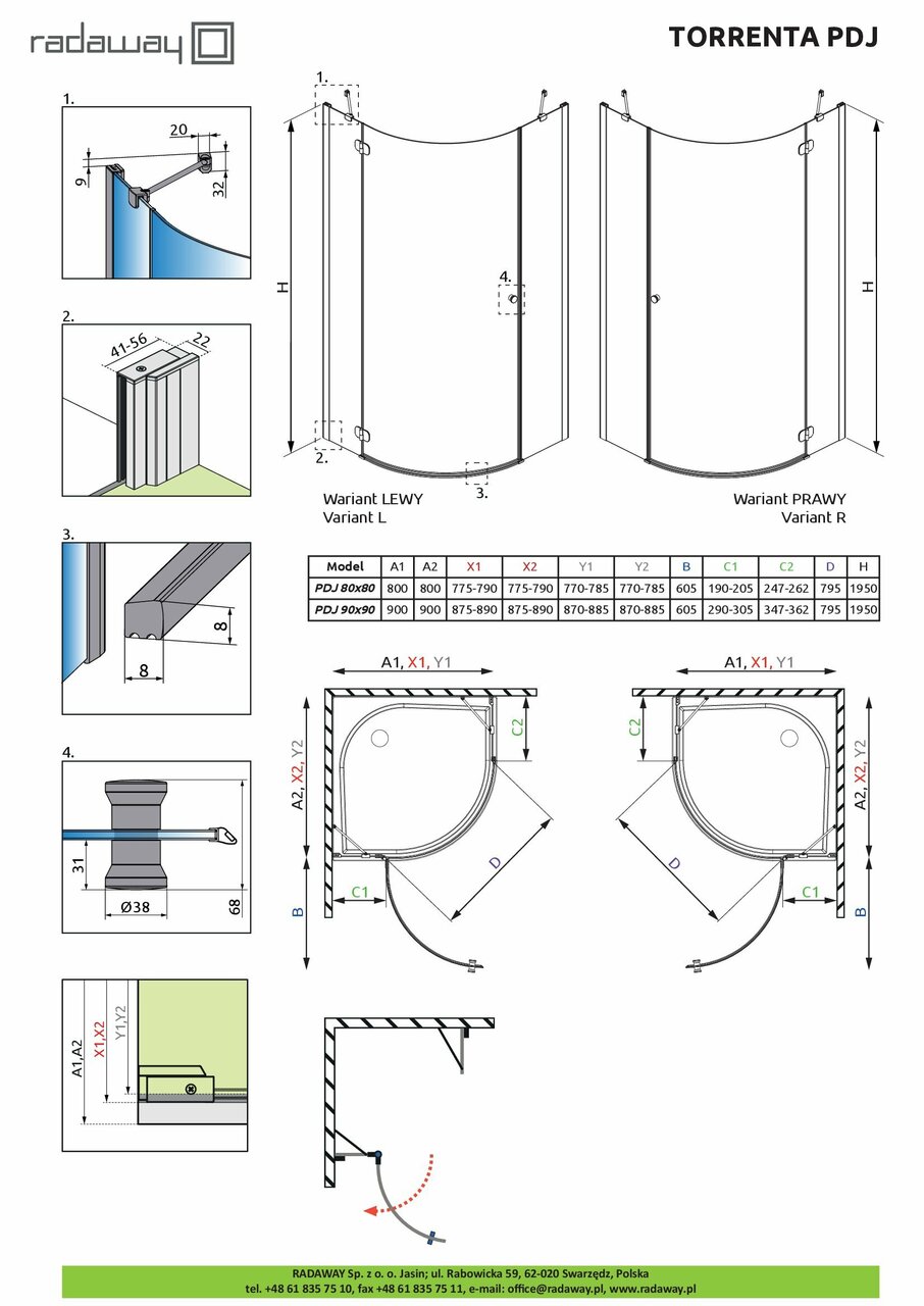 Душова кабіна напівкругла Torrenta PDJ 80 R RADAWAY - Зображення 1864205-c1f6c.jpg